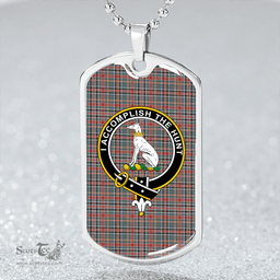 ScottishPlaid Hunter Old #3 (Michael Old #3) Weathered Clan Tartan Dog Tag Necklace - Crest Classic Scottish Plaid Tartan Plaid