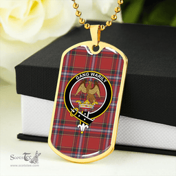 ScottishPlaid Drummond of Fingask Weathered Clan Tartan Dog Tag Necklace - Crest Classic Scottish Plaid Tartan Plaid