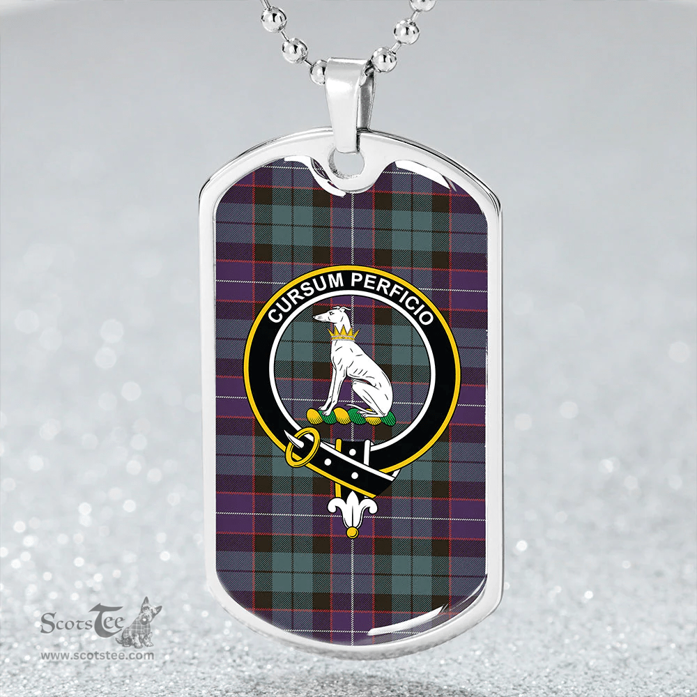 ScottishPlaid Hunter Weathered Clan Tartan Dog Tag Necklace - Crest Classic Scottish Plaid Tartan Plaid