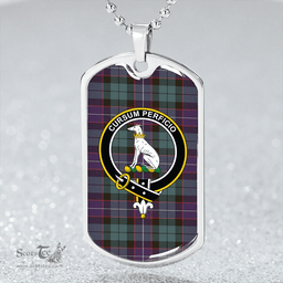 ScottishPlaid Hunter Weathered Clan Tartan Dog Tag Necklace - Crest Classic Scottish Plaid Tartan Plaid