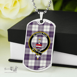 ScottishPlaid Erskine Dress Purple Clan Tartan Dog Tag Necklace - Crest Classic Scottish Plaid Tartan Plaid