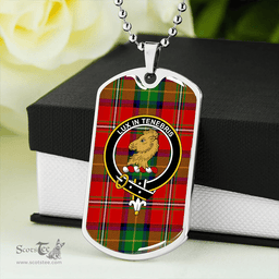 ScottishPlaid Fullerton Clan Tartan Dog Tag Necklace - Crest Classic Scottish Plaid Tartan Plaid