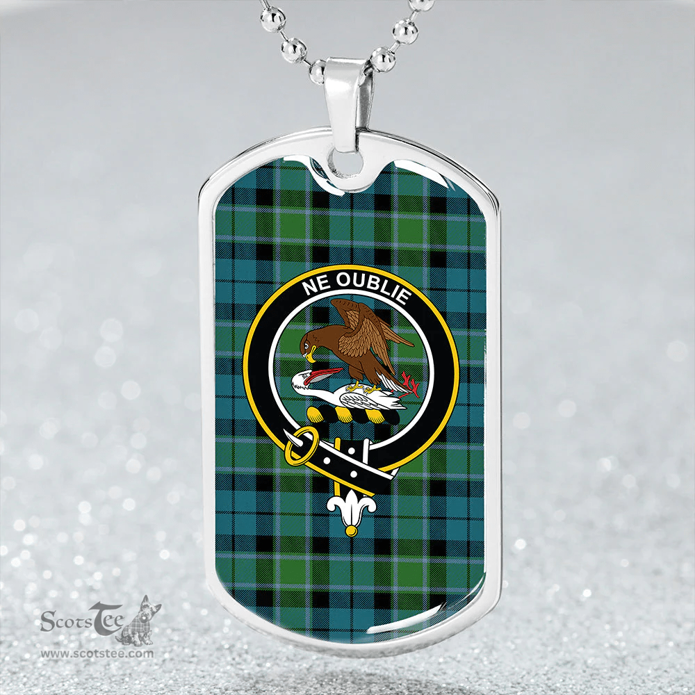 ScottishPlaid Graham of Menteith Ancient Clan Tartan Dog Tag Necklace - Crest Classic Scottish Plaid Tartan Plaid