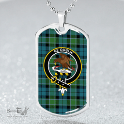ScottishPlaid Graham of Menteith Ancient Clan Tartan Dog Tag Necklace - Crest Classic Scottish Plaid Tartan Plaid