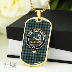 ScottishPlaid Dyce Ancient Clan Tartan Dog Tag Necklace - Crest Classic Scottish Plaid Tartan Plaid