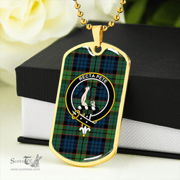 ScottishPlaid Fletcher Family Modern Clan Tartan Dog Tag Necklace - Crest Classic Scottish Plaid Tartan Plaid