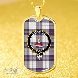 ScottishPlaid Erskine Dress Purple Clan Tartan Dog Tag Necklace - Crest Classic Scottish Plaid Tartan Plaid