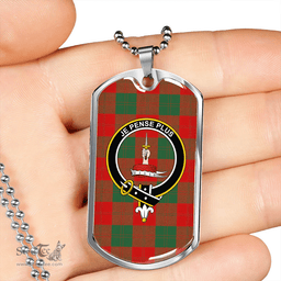 ScottishPlaid Erskine Black & White Clan Tartan Dog Tag Necklace - Crest Classic Scottish Plaid Tartan Plaid