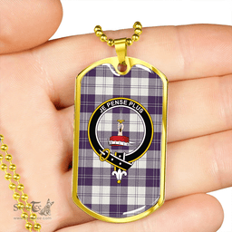 ScottishPlaid Erskine Dress Purple Clan Tartan Dog Tag Necklace - Crest Classic Scottish Plaid Tartan Plaid