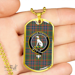 ScottishPlaid Hunter Old #2 Ancient Clan Tartan Dog Tag Necklace - Crest Classic Scottish Plaid Tartan Plaid