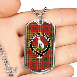 ScottishPlaid Hunter USA (Michael USA) Modern Clan Tartan Dog Tag Necklace - Crest Classic Scottish Plaid Tartan Plaid