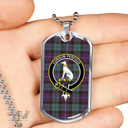 ScottishPlaid Hunter Weathered Clan Tartan Dog Tag Necklace - Crest Classic Scottish Plaid Tartan Plaid