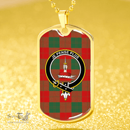 ScottishPlaid Erskine Black & White Clan Tartan Dog Tag Necklace - Crest Classic Scottish Plaid Tartan Plaid