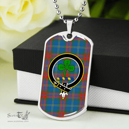ScottishPlaid Harvey Ancient Clan Tartan Dog Tag Necklace - Crest Classic Scottish Plaid Tartan Plaid