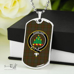 ScottishPlaid Gray Hunting Clan Tartan Dog Tag Necklace - Crest Classic Scottish Plaid Tartan Plaid