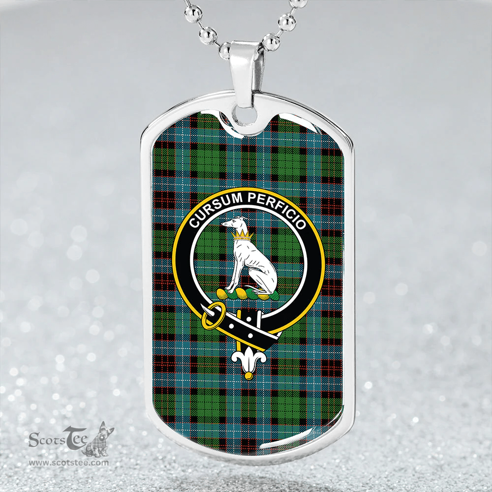 ScottishPlaid Hunter of Peebleshire Ancient Clan Tartan Dog Tag Necklace - Crest Classic Scottish Plaid Tartan Plaid
