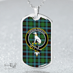 ScottishPlaid Hunter of Peebleshire Ancient Clan Tartan Dog Tag Necklace - Crest Classic Scottish Plaid Tartan Plaid