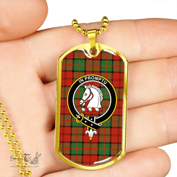 ScottishPlaid Dunbar Ancient Clan Tartan Dog Tag Necklace - Crest Classic Scottish Plaid Tartan Plaid
