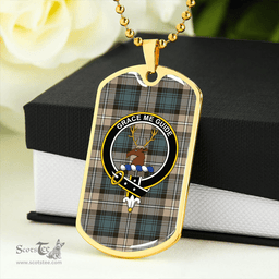 ScottishPlaid Forbes Brown Weathered Clan Tartan Dog Tag Necklace - Crest Classic Scottish Plaid Tartan Plaid