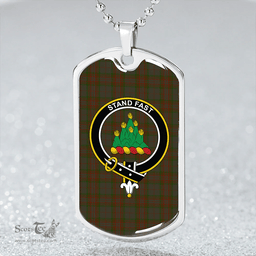 ScottishPlaid Gray Hunting Clan Tartan Dog Tag Necklace - Crest Classic Scottish Plaid Tartan Plaid