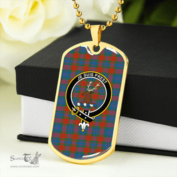 ScottishPlaid Fraser 78th Highlanders Ancient Clan Tartan Dog Tag Necklace - Crest Classic Scottish Plaid Tartan Plaid