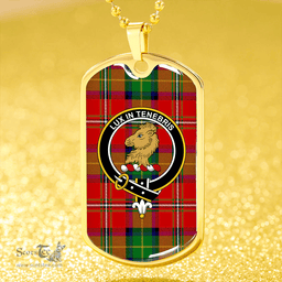 ScottishPlaid Fullerton Clan Tartan Dog Tag Necklace - Crest Classic Scottish Plaid Tartan Plaid