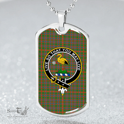 ScottishPlaid Hall Ancient Clan Tartan Dog Tag Necklace - Crest Classic Scottish Plaid Tartan Plaid