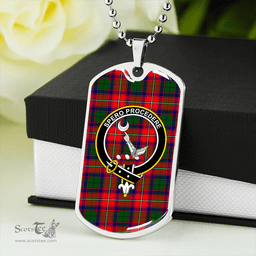 ScottishPlaid Hopkirk Clan Tartan Dog Tag Necklace - Crest Classic Scottish Plaid Tartan Plaid