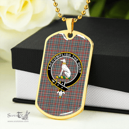 ScottishPlaid Hunter Old #3 (Michael Old #3) Weathered Clan Tartan Dog Tag Necklace - Crest Classic Scottish Plaid Tartan Plaid