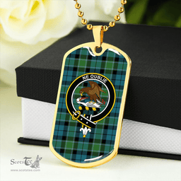 ScottishPlaid Graham of Menteith Ancient Clan Tartan Dog Tag Necklace - Crest Classic Scottish Plaid Tartan Plaid