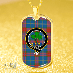 ScottishPlaid Harvey Ancient Clan Tartan Dog Tag Necklace - Crest Classic Scottish Plaid Tartan Plaid