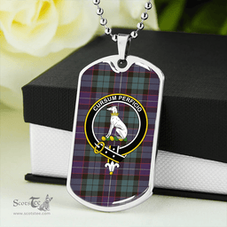 ScottishPlaid Hunter Weathered Clan Tartan Dog Tag Necklace - Crest Classic Scottish Plaid Tartan Plaid