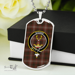 ScottishPlaid Huntly District #2 Weathered Clan Tartan Dog Tag Necklace - Crest Classic Scottish Plaid Tartan Plaid