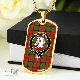 ScottishPlaid Dunbar Ancient Clan Tartan Dog Tag Necklace - Crest Classic Scottish Plaid Tartan Plaid