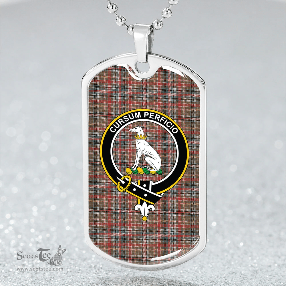 ScottishPlaid Hunter Old #2 Weathered Clan Tartan Dog Tag Necklace - Crest Classic Scottish Plaid Tartan Plaid