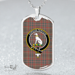ScottishPlaid Hunter Old #2 Weathered Clan Tartan Dog Tag Necklace - Crest Classic Scottish Plaid Tartan Plaid