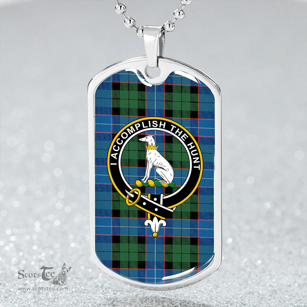 ScottishPlaid Hunter (Michael) Ancient Clan Tartan Dog Tag Necklace - Crest Classic Scottish Plaid Tartan Plaid