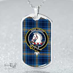 ScottishPlaid Hepburn #2 Modern Clan Tartan Dog Tag Necklace - Crest Classic Scottish Plaid Tartan Plaid
