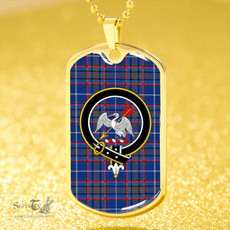 ScottishPlaid Gammell Dress Modern Clan Tartan Dog Tag Necklace - Crest Classic Scottish Plaid Tartan Plaid