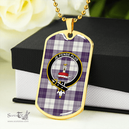 ScottishPlaid Erskine Dress Purple Clan Tartan Dog Tag Necklace - Crest Classic Scottish Plaid Tartan Plaid