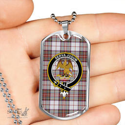 ScottishPlaid Hay #2 Weathered Clan Tartan Dog Tag Necklace - Crest Classic Scottish Plaid Tartan Plaid