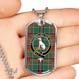 ScottishPlaid Hunter Old (Michael Old) Modern Clan Tartan Dog Tag Necklace - Crest Classic Scottish Plaid Tartan Plaid