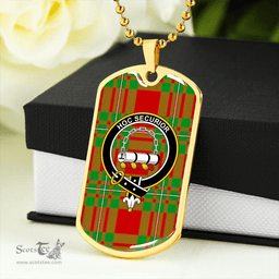 ScottishPlaid Grierson Clan Tartan Dog Tag Necklace - Crest Classic Scottish Plaid Tartan Plaid