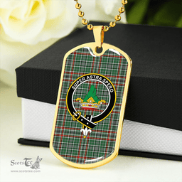 ScottishPlaid Gayre Dress Modern Clan Tartan Dog Tag Necklace - Crest Classic Scottish Plaid Tartan Plaid