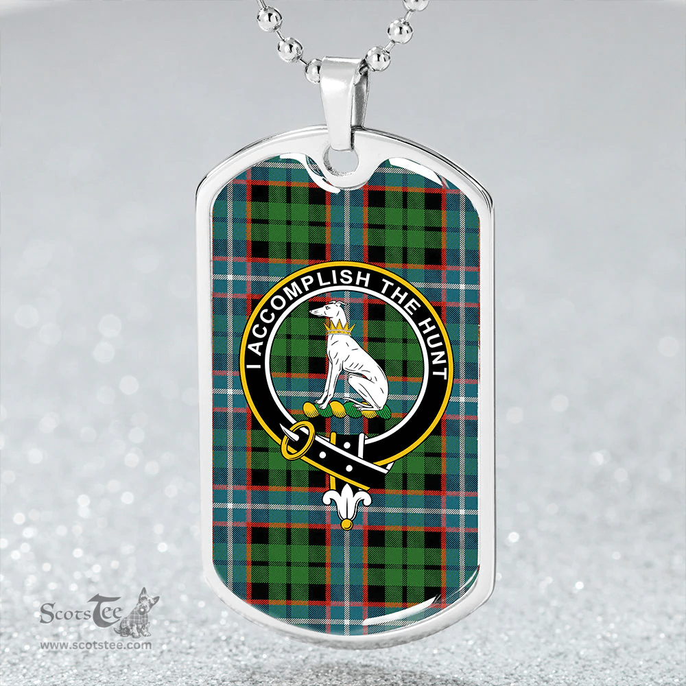 ScottishPlaid Hunter #2 (Michael #2) Ancient Clan Tartan Dog Tag Necklace - Crest Classic Scottish Plaid Tartan Plaid