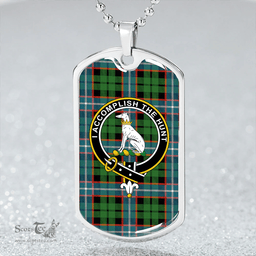 ScottishPlaid Hunter #2 (Michael #2) Ancient Clan Tartan Dog Tag Necklace - Crest Classic Scottish Plaid Tartan Plaid