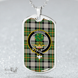 ScottishPlaid Hamilton of Brandon Ancient Clan Tartan Dog Tag Necklace - Crest Classic Scottish Plaid Tartan Plaid