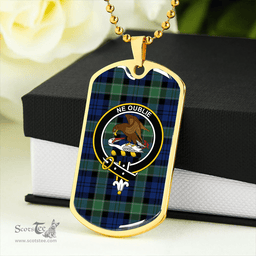 ScottishPlaid Graham of Menteith Plaid Modern Clan Tartan Dog Tag Necklace - Crest Classic Scottish Plaid Tartan Plaid