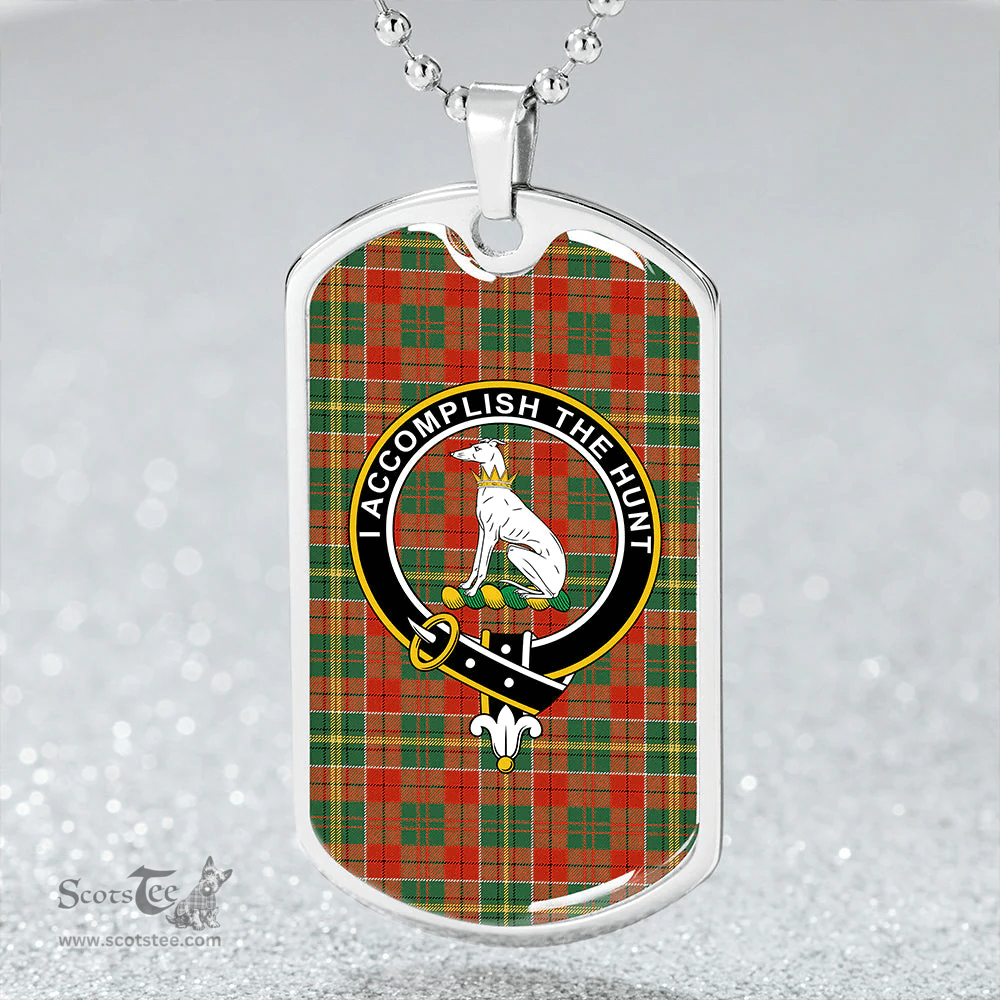 ScottishPlaid Hunter USA (Michael USA) Ancient Clan Tartan Dog Tag Necklace - Crest Classic Scottish Plaid Tartan Plaid
