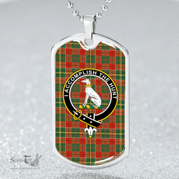 ScottishPlaid Hunter USA (Michael USA) Ancient Clan Tartan Dog Tag Necklace - Crest Classic Scottish Plaid Tartan Plaid